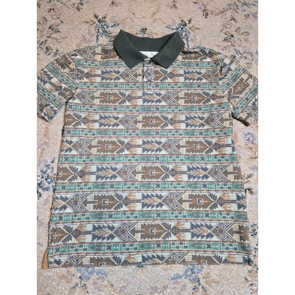 BDG Urban Outfitters 90's Style Polo Shirt Size Small Aztec Geometric Small